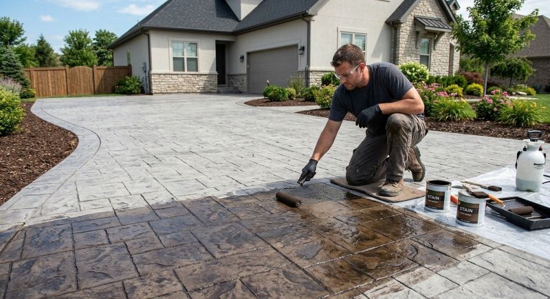 Concrete Driveway Staining in Dallas, TX